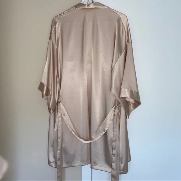 Silky Sheen Short Satin Robe Kimono M/L Gold - Picture 7 of 8